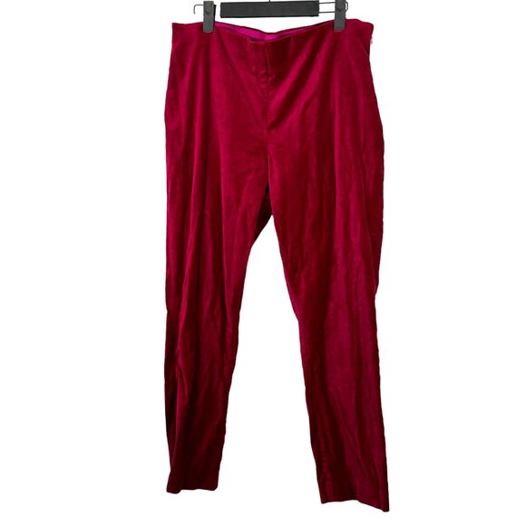 Lauren Ralph Lauren Pink Fuchsia Velvet Pull On Trouser Pants Women's Size 12 - Picture 1 of 5